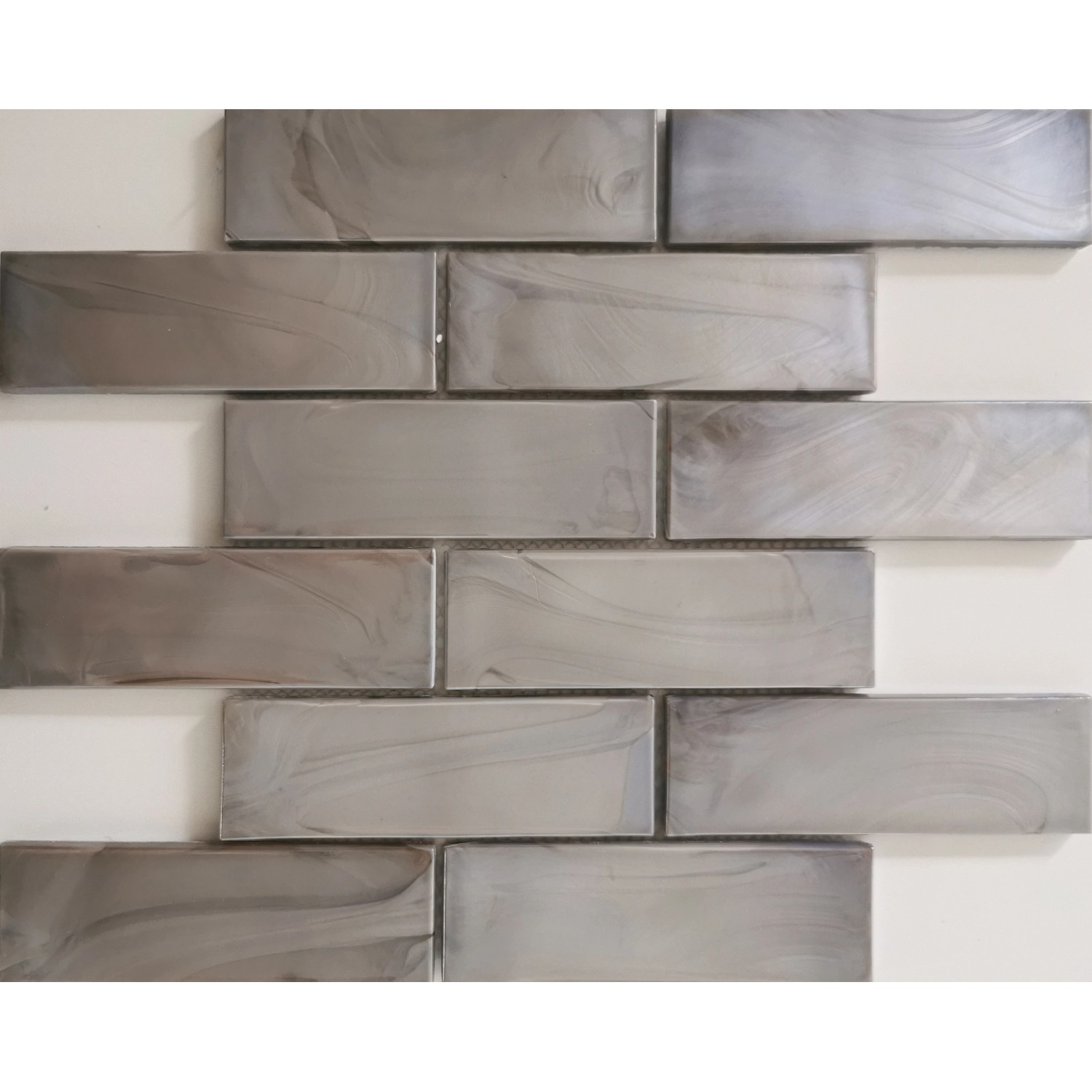 Mosaikmatte Cadiz Brick Keramik Grau 30 cm x 30 cm