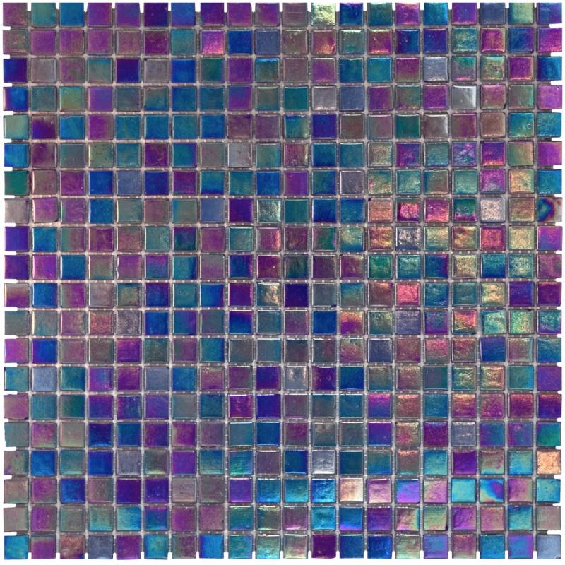 Mosaikmatte Glas Perlmutt Dunkelblau 33 cm x 33 cm