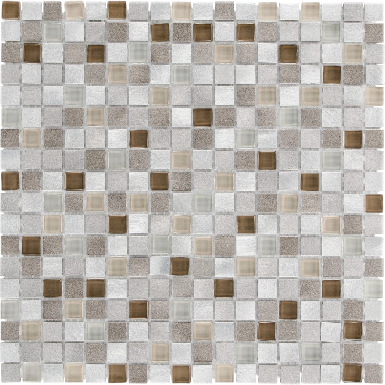 Mosaikmatte Glas & Aluminium Beige brushed 30 cm x 30 cm Mosaikmatte Glas & Aluminium Beige brushed 30 cm x 30 cm