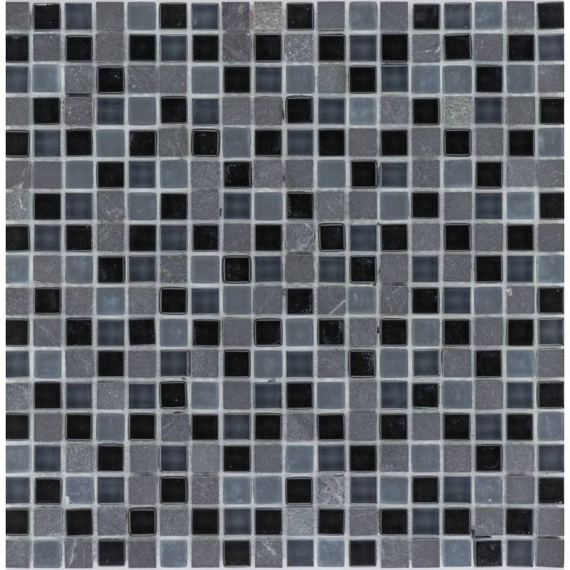 Mosaikmatte Glas & Marmor Black 30 cm x 30 cm