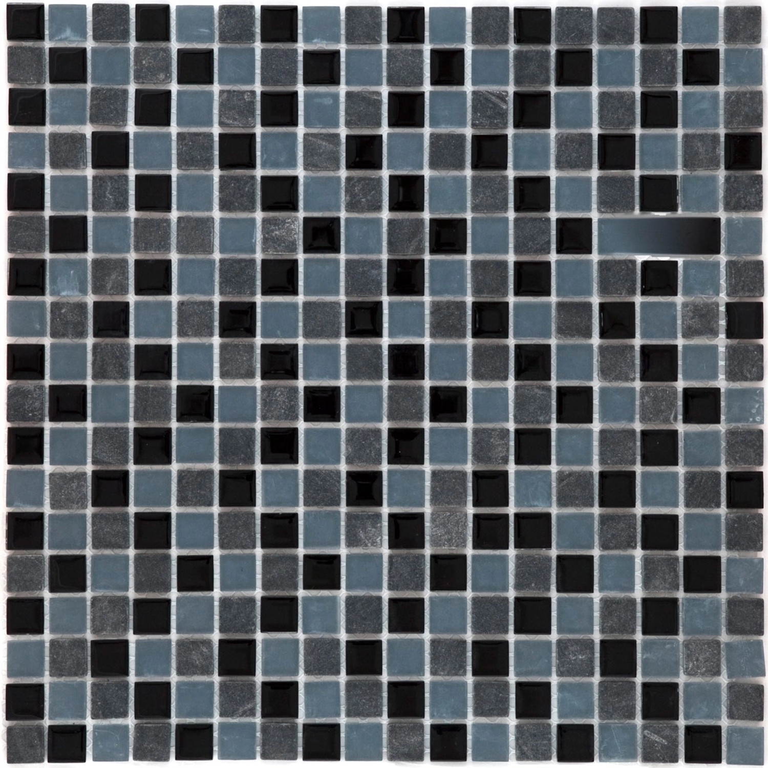 Mosaikmatte Naturstein Schwarz Grau 30 cm x 30 cm
