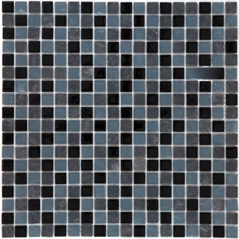 Mosaikmatte Naturstein Schwarz Grau 30 cm x 30 cm