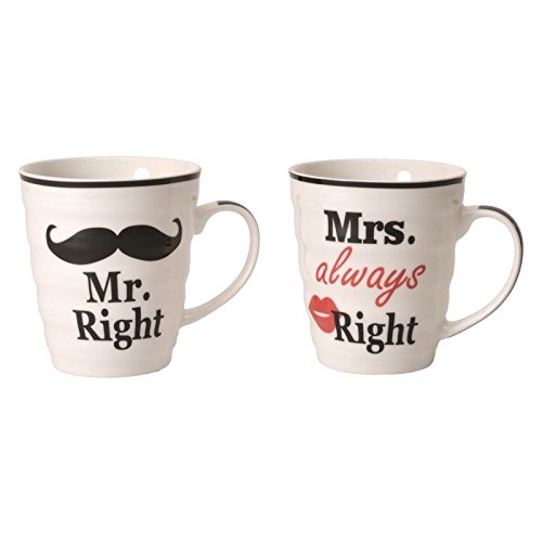 Mr. Right und Mrs. always Right Kaffeebecher in Geschenkverpackung im 2er Set - Tasse Becher Bart Trinkbecher von Mr. Right und Mrs. always Right