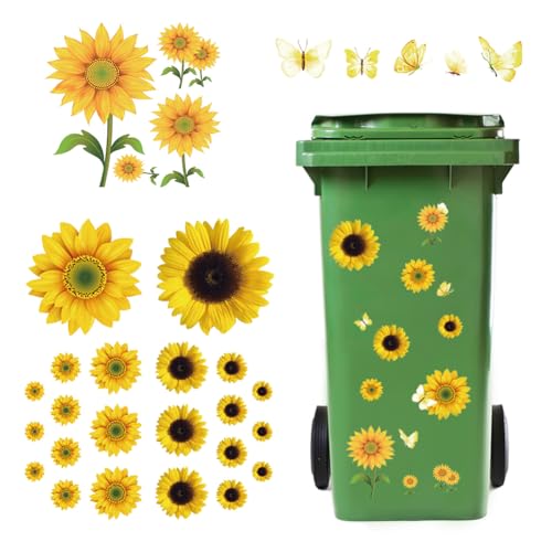 EQLEF Mülltonnen Aufkleber, Selbstklebender Sonnenblumen-Mülleimer-Aufkleber Wasserdichtes Blumen-Dekor für Wand, Tür, Mülleimer, Kühlschrank 3 Stück EQLEF Mülltonnen Aufkleber, Selbstklebender Sonnenblumen-Mülleimer-Aufkleber Wasserdichtes Blumen-Dekor für Wand, Tür, Mülleimer, Kühlschrank 3 Stück von EQLEF