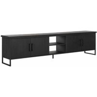 TV Board Beam mit Türen, 220 cm Schwarz
