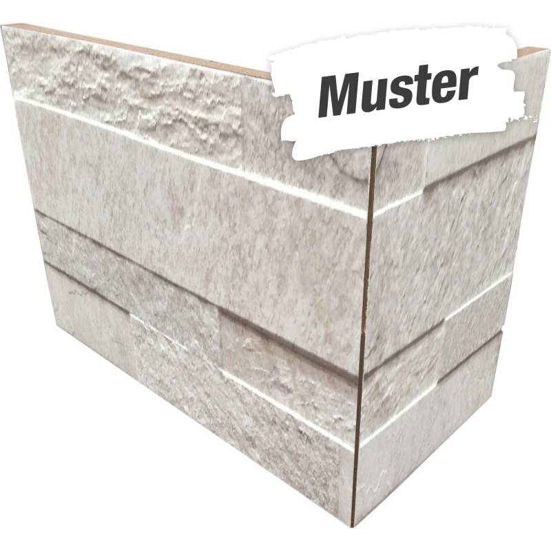 Muster zur Außenecke 'Quarzi' Feinsteinzeug weiß 10 x 20 cm