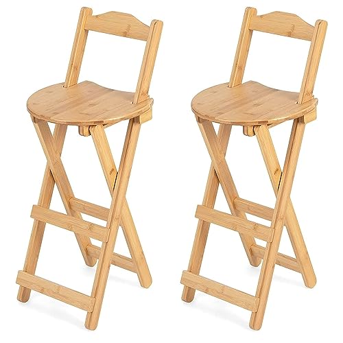 N/A 2er-Set Faltbarer Barhocker aus Holz, Frühstücksstuhl für die Innenküche für Erwachsene, tragbarer Hochstuhl mit Rückenlehne, für das Restaurant zu Hause in der Küche,B,70cm