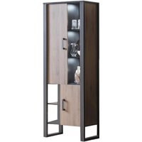 NORDI 012 Vitrine Front:Dekor Okapi Nuss/Korpus:Schwarz-Okapi Nuss