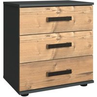 Nachtschrank mit 3 Schubladen STOCKHOLM von Wimex Silver FIR NB / Graphit