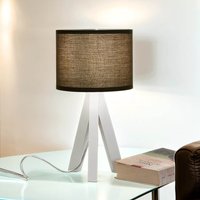 Nachttischlampe Holz Stoff Dreibein E14 Braun Weiß Nachttischlampe Holz Stoff Dreibein E14 Braun Weiß von Easylight