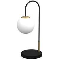 Nachttischlampe Metall Glas 52 cm Schwarz Weiß Messing von Luminex