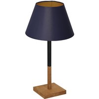 Nachttischlampe Stoff Holz Blau Natur Gold 56 cm E27 von Luminex