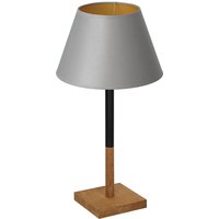 Nachttischlampe Stoff Holz Grau Natur Gold 56 cm E27 von Luminex