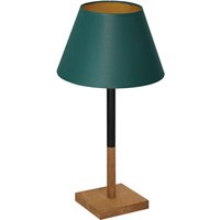 Nachttischlampe Stoff Holz Petrol Natur Gold 56 cm E27 Nachttischlampe Stoff Holz Petrol Natur Gold 56 cm E27 von Luminex