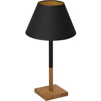 Nachttischlampe Stoff Holz Schwarz Natur Gold 56 cm E27 von Luminex