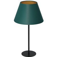 Nachttischlampe Stoff Metall 56 cm Petrol Gold konisch von Luminex