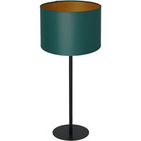 Nachttischlampe Stoff Metall H:56 cm E27 Petrol Gold von Luminex