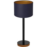 Nachttischleuchte Holz Stoff in Blau Gold E27 56 cm Nachttischleuchte Holz Stoff in Blau Gold E27 56 cm von Luminex