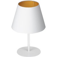 Nachttischleuchte Stoff Metall H:33 cm E27 in Weiß Gold von Luminex