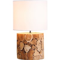 Nachttischleuchte Weiß Natur Stoff Holz 45 cm gemütlich von Invicta Interior