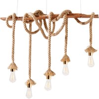 Natürliche Pendelleuchte Natur 5-flammig L:90 cm E27 Natürliche Pendelleuchte Natur 5-flammig L:90 cm E27 von Invicta Interior