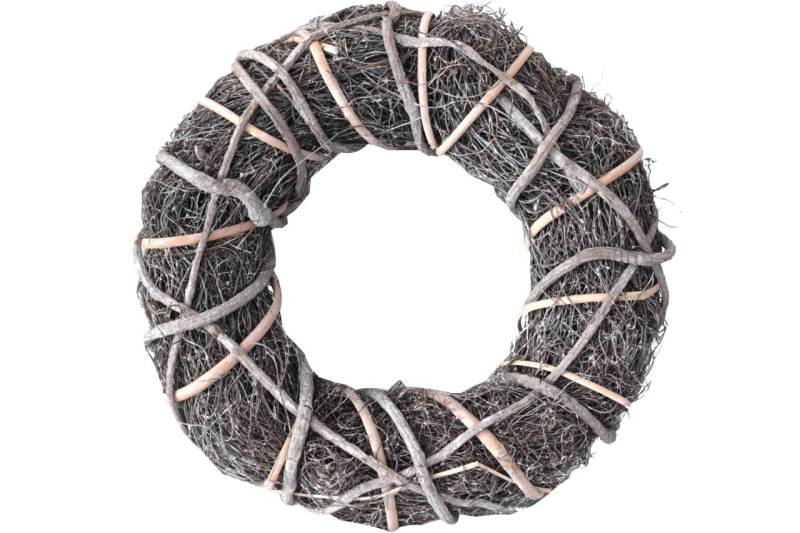 Natur- Holzkranz ummantelt 48 cm weiß gekalkt Dekokranz