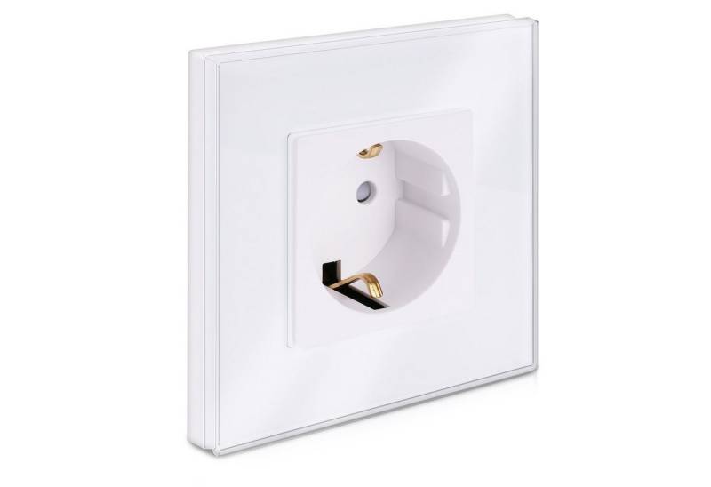 Navaris Steckdose Glas Schuko Steckdose einfach - mit Montagematerial - Glasrahmen, 1-St. von Navaris