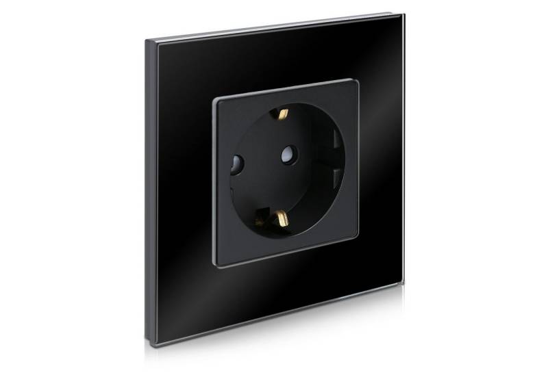 Navaris Steckdose Glas Schuko Steckdose einfach - mit Montagematerial - Glasrahmen, 1-St. von Navaris
