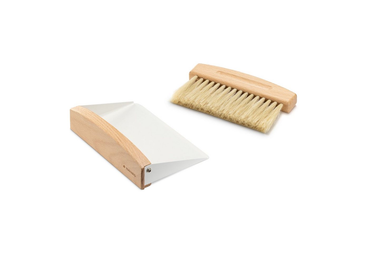 Navaris Staubbesen Tischkehrset aus Holz und Metall - Kehrset in Weiß (1-St) Navaris Staubbesen Tischkehrset aus Holz und Metall - Kehrset in Weiß (1-St) von Navaris