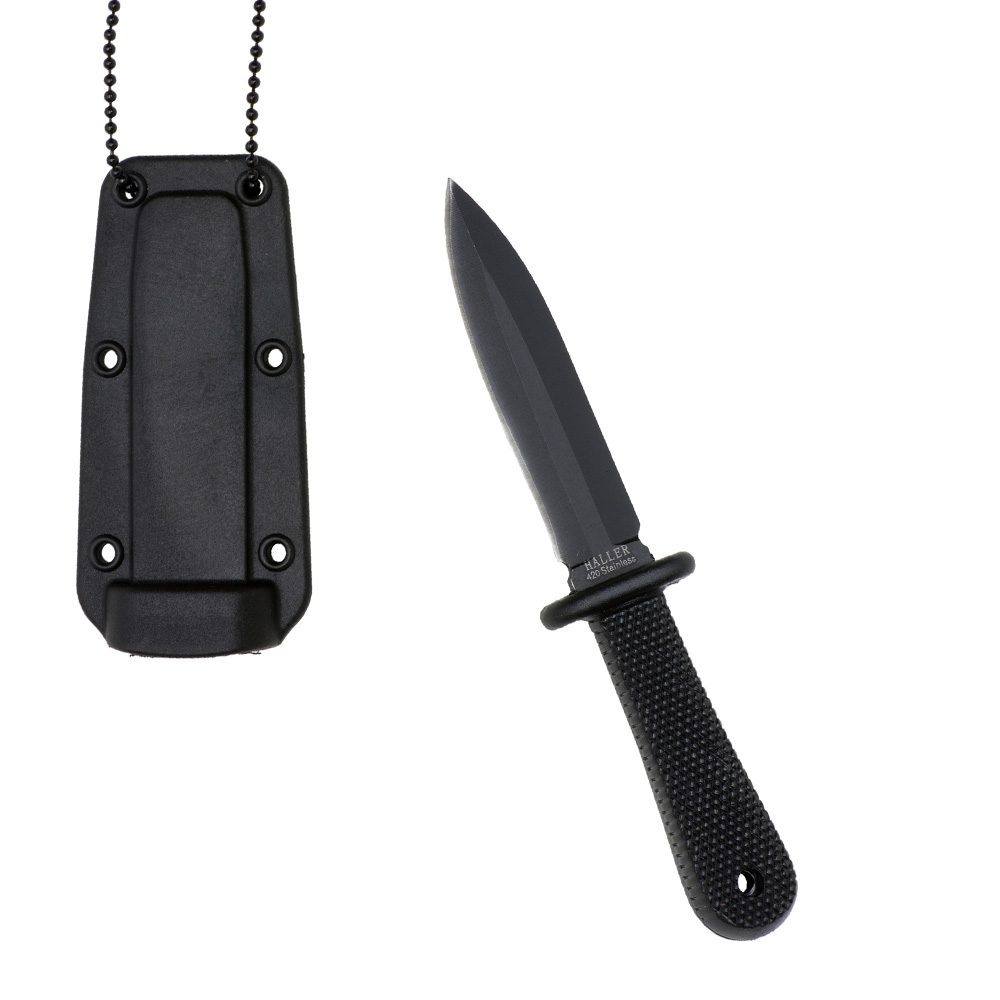 Neckknife schwarz Gummigriff einseitig geschliffen legal führen Mini Messer Neckknife schwarz Gummigriff einseitig geschliffen legal führen Mini Messer von Haller