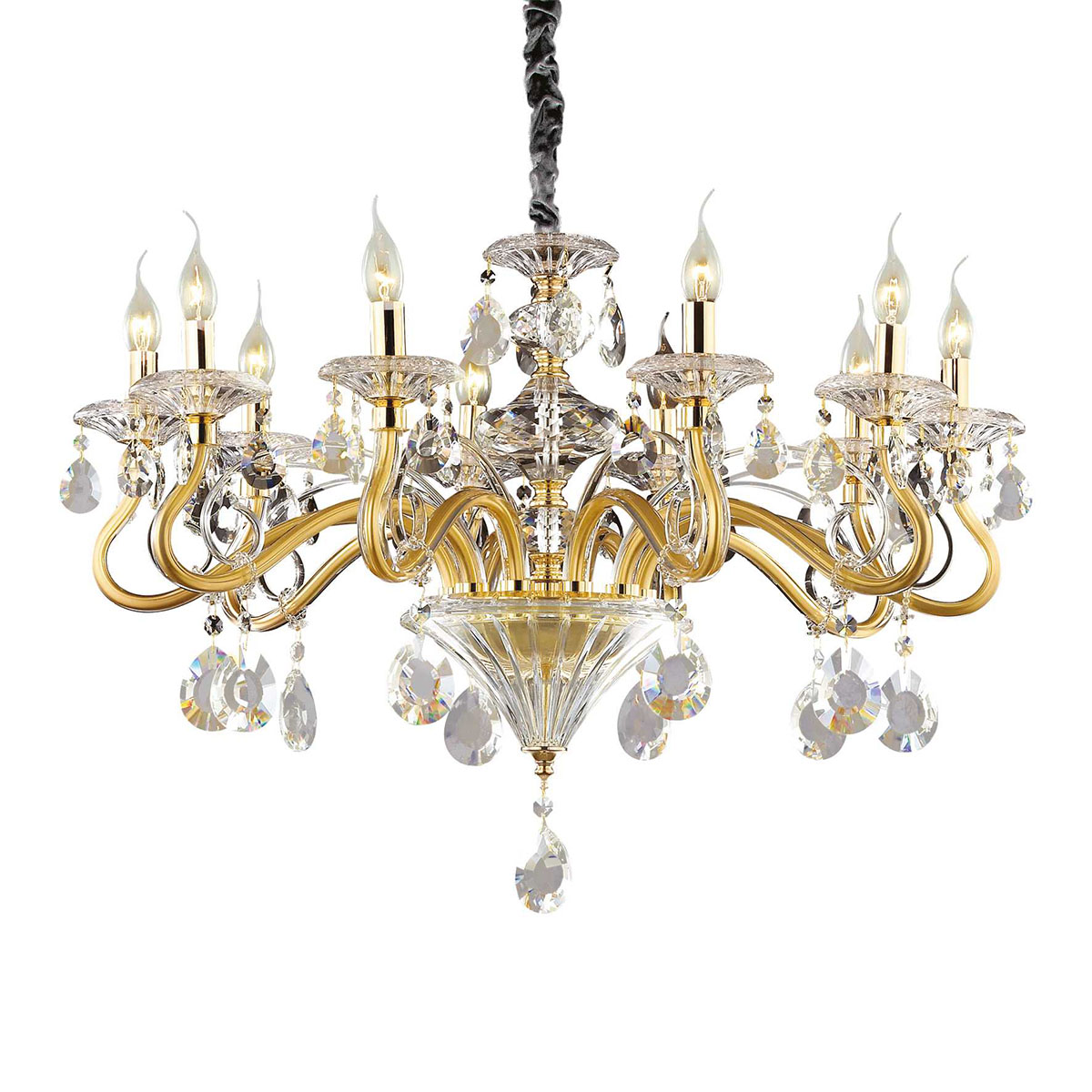 Negresco SP10 Kronleuchter 10-flammig, Gold, Ø: 85 cm