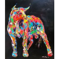 Nicole Leidenfrost: Bild 'Happy Mood Bull' (2022) (Original / Unikat), auf Keilrahmen