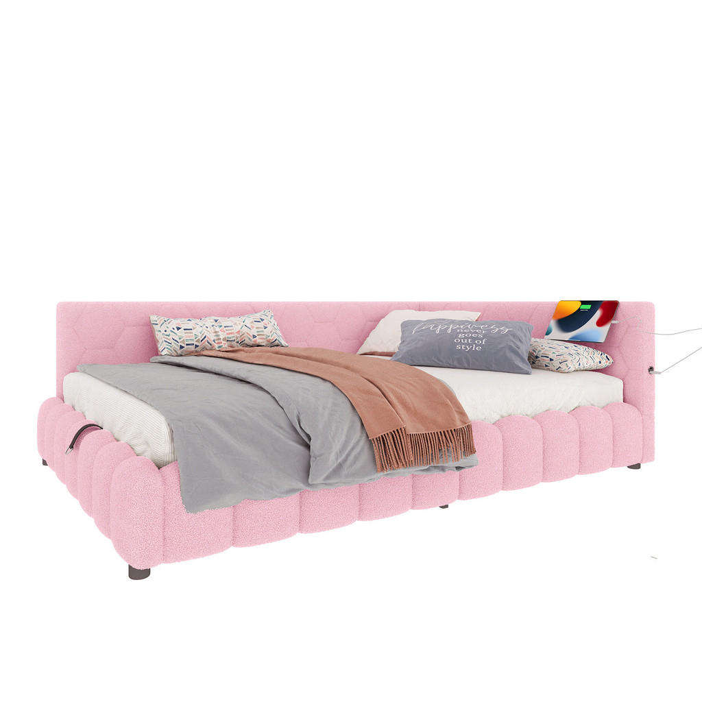 Okwish Tages, Rosa, Textil, 140x200 cm, Kinder- & Jugendzimmer, Kindermöbel, Kinderbetten, Kindereinzelbetten von OKWISH