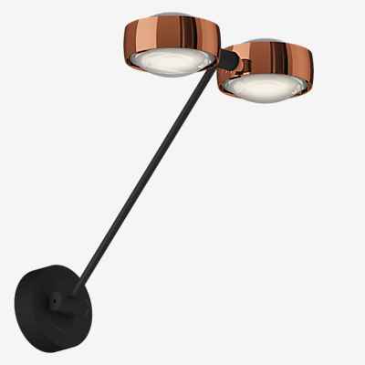 Occhio Sento Parete Doppio 40 Up D Wandleuchte LED, Kopf rosegold/Body schwarz matt/Halterung schwarz matt - 2.700 K