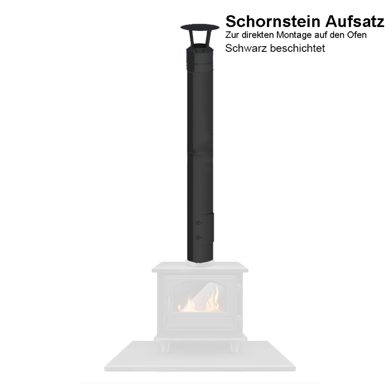 Ofen Aufsatz Schornstein aus Edelstahl schwarz beschichtet von KaminStore24