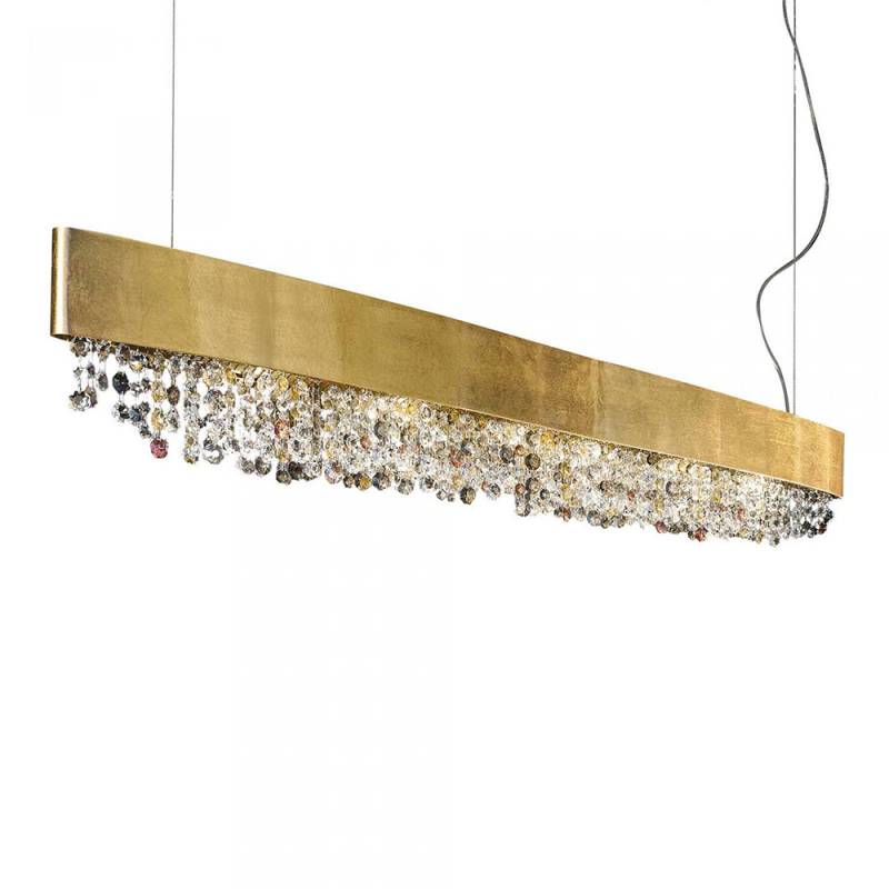 Olà S2 OV 50 Pendelleuchte, Blattgold, L: 50 cm, Retrofit