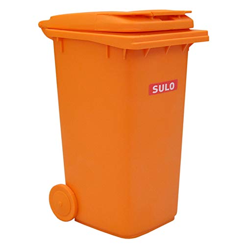 Original SULO Mini-Mülltonne Orange SONDEREDITION, verkleinerte Ausführung der MGB 240 Liter, Miniaturbehälter Tischmülleimer Stiftehalter Büro Spielzeug Sammlerstück von Sulo