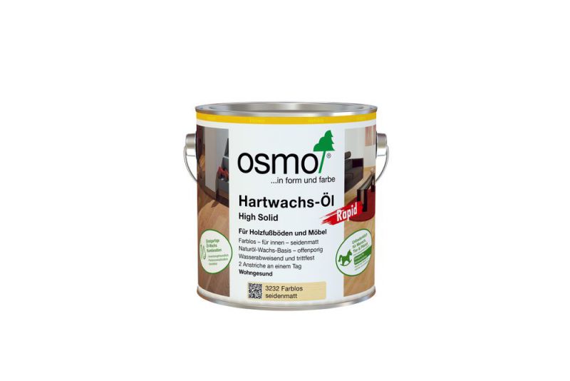 Osmo Hartwachs-Öl Rapid Farblos Seidenmatt 2,50 l - 10300092 von Osmo