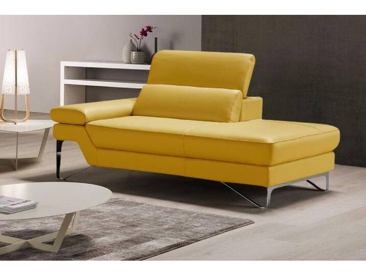 Ottomane EGOITALIANO Princess, elegantes Designsofa mit erstklassigem Sitzkomfort , gelb, B:177cm H:95cm T:108cm, Leder u00bbBULLu00ab (echtes Rindsleder). Geschliffenes, pigmentiertes und behandeltes Rindsleder mit einer Dicke von 1, 3-1, 5 mm. Dieses Leder zeigt eine ziemlich weiche Hand mit einem halb undurchsichtigen Aussehen. Es handelt sich um ein geschütztes Leder. Eine leichte Deckschicht schützt sie vor Flecken, ohne ihre ursprünglichen Eigenschaften zu verändern. Die geschützten Leder kombinieren die Vorteile von Natürlichkeit und Weichheit mit einer guten Beständigkeit gegen Verschleiß und Ausbleichen. Das Vorhandensein der charakteristischen Zeichen, die das Leben des Tieres bestimmen, wie Narben, Körnungsunterschiede, Falten, Adern, Disharmonien in Farbtönen, beweisen ihre absolute Echtheit und großen Wert., Sofas, inkl. verstellbarem Kopfteil und edle Designmetallfüße