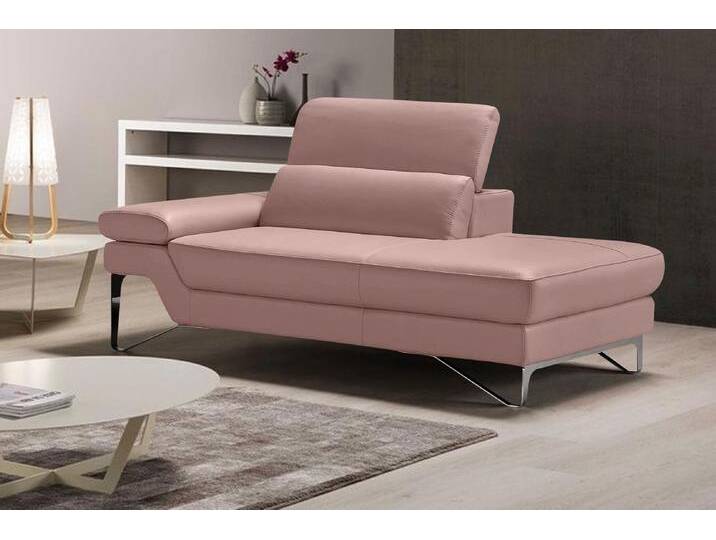Ottomane EGOITALIANO Princess, elegantes Designsofa mit erstklassigem Sitzkomfort , rosa (altrosa), B:177cm H:95cm T:108cm, Leder NUVOLE (Echtes Rindsleder). Halbnatürliches, halbnarbiges Rindsleder mit einer natürlichen Körnung von 1, 2 bis 1, 4 mm. Dieses Leder hat eine weiche, wachsartige Haptik mit mattem Aussehen und einem Wolkeneffekt. Es handelt sich um ein Naturleder, das die ursprünglichen Eigenschaften der Lederhäute nicht verändert. Das Vorhandensein von verheilten Narben, Körnungsunterschiede, Falten, Adern, Unterschiede in den Farbtönen und andere Spuren, die die Natur auf diesen Fellen hinterlassen hat, sind ein Beweis für die absolute Echtheit und das Zeugnis ihres großen Wertes., Sofas, inkl. verstellbarem Kopfteil und edle Designmetallfüße