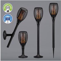 Outdoor LED Solar Fackel 3 in 1 58 cm hoch Schwarz