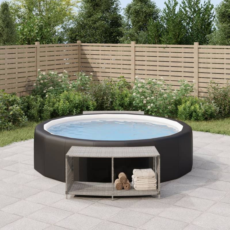 Outdoor-Rgale 2 Stk. Grau Poly Rattan Schwarz 1 Ablage