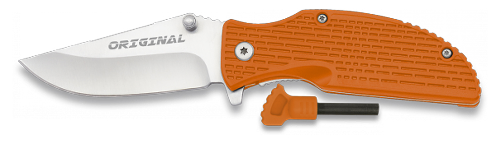 Outdoor Taschenmesser orange mit Feuerstarter im Griff, Survival von Martinez Albainox