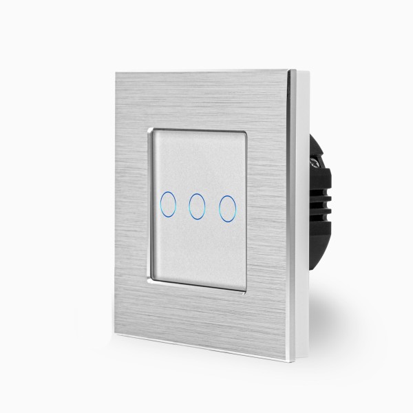 Alu 3-facher Lichtschalter Touch Silber/Weiß LXBA1/P-703-11 POINT