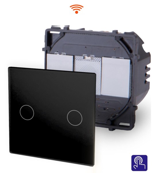 2-faches WLAN Lichtschalter-Modul Touch Schwarz PWM2-12 POINT