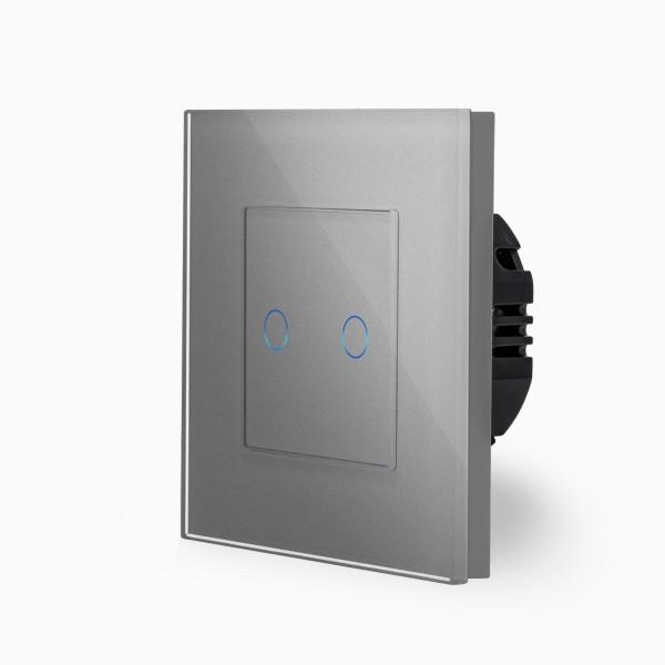 Glas 2-facher Wechselschalter / Kreuzschalter Touch Grau LXBG1/P-702S-15 POINT