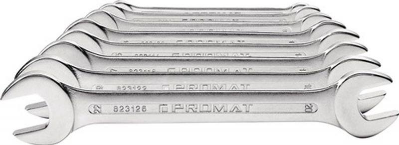 PROMAT Doppelmaulschlüsselsatz (12-teilig SW6-32 mm / CV-Stahl verchromt) - 4000823206 von PROMAT