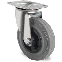 Promat - Lenkrolle Rad-Ø 200 mm Tragfähigkeit 205 kg mit Anschraubplatte Polypropylen Rollenlager Vollgummi grau von PROMAT