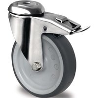 Promat - Lenkrolle mit Totalfeststeller Rad-Ø 100 mm Tragfähigkeit 100 kg mit Rückenloch Gleitlager tpe grau von PROMAT