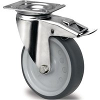 Promat - Lenkrolle mit Totalfeststeller Rad-Ø 125 mm Tragfähigkeit 100 kg mit Anschraubplatte Gleitlager tpe grau von PROMAT